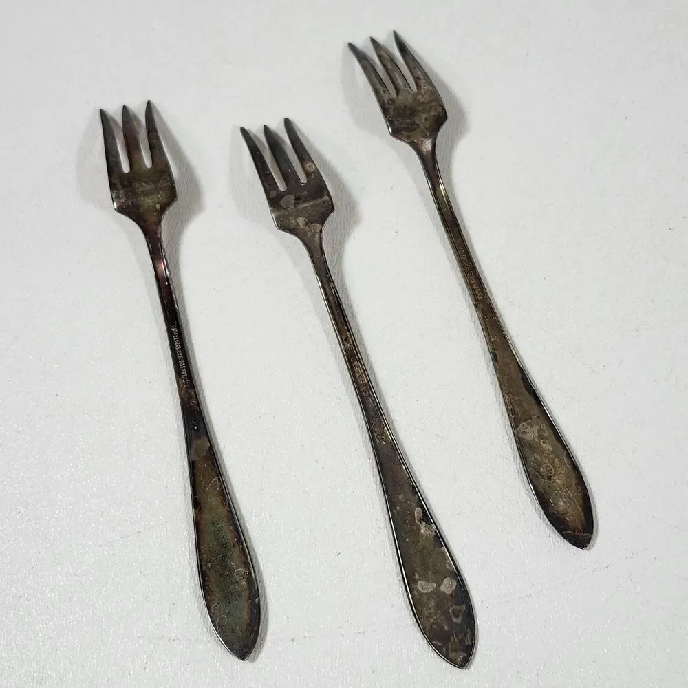 Rogers International Silver Cocktail Seafood Forks Set of 3 Vintage 1930s Plate